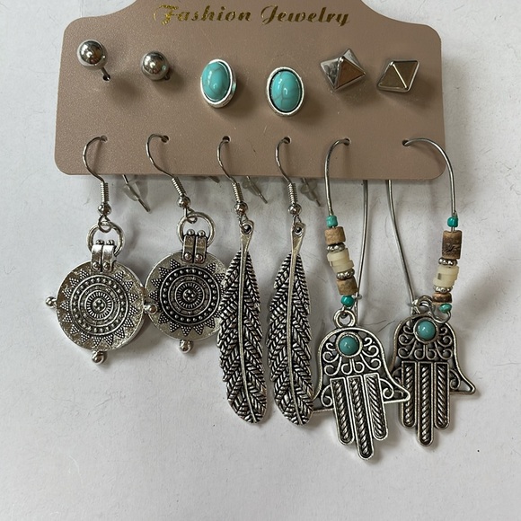 Jewelry - silver tone boho earrings 6 pair NWT